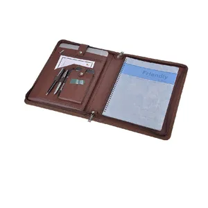 Students leather organizer with writing pad notebook holder