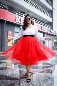 The Best <strong>Net</strong> Dress Fashion Long 3/4 Sleeves Formal Ladies Skirts in <strong>with</strong> Black Velvet Bow Belt Suitable for Party Occasions - Product Image 3