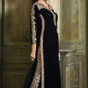 Vestido largo con pantalón para fiesta, traje con apliques elegantes, para trabajo, boda, impresionante, pesado, Kurta, 2021 - Product Image 1