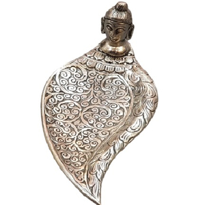 Support d'encens en forme de tête de Bouddha style antique Kalavastu, avec récupérateur de cendres, brûleur d'encens en aluminium pour bâtonnets d'encens, support Agarbatti en bois - Product Image 1