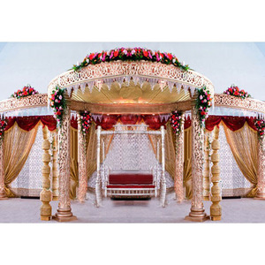 Mandap Dorado Tallado para Bodas Indias, Decoración para Eventos en Australia, Venta 2026 - Product Image 1