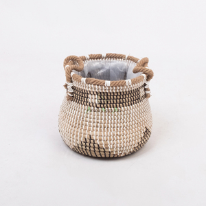 Cesta de almacenamiento de algas marinas naturales ecológicas Cesta de maceta de inspiración africana hecha a mano en Vietnam - Product Image 5
