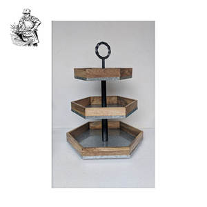 DECOR HAAT Exportación Directa India Soporte para Pasteles de Metal Galvanizado de 3 Niveles de Alta Calidad, Diseño Clásico Ecológico para Uso en el Hogar y Restaurantes - Product Image 1
