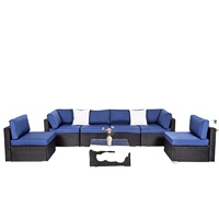 Juego de Sofá Cama de Diseño Moderno en Ratán Sintético para Patio, Apartamento, Cocina, Comedor, Centro Comercial, Parque, Hotel y Baño