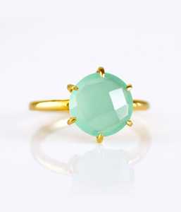 แหวนพลอยโมราสีทองพร้อมชุดง่ามสีทองทันสมัยสำหรับงานแต่งงานและแหวนครบรอบ - Product Image 1