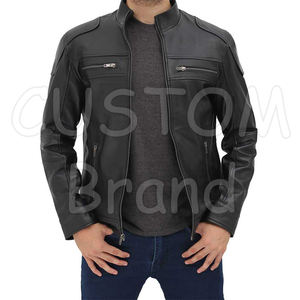 Veste en cuir vintage noire 2025, style urbain, épaisse, coupe-vent, élégante, col montant, vente chaude, Sialkot, Pakistan - Product Image 1