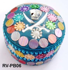 Baispo — boîte à bijoux en velours miroir à paillettes, petite boîte à bijoux Antique, boîte à pilules indienne, étui cadeau fait à la main PB06 - Product Image 1