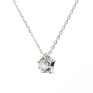 925 Sterling Silver Jewelry Necklace Cubic Zirconia CZ Star Pendant Charm Necklace Star For Women