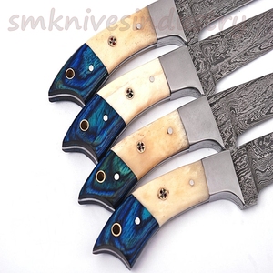 ชุดมีดเชฟ,04ชิ้นทำด้วยมือดามัสกัสมีสไตล์พร้อมชุดหนัง (Smk1930) เหล็กดามัสกัส67ชั้นเหล็กดามัสกัส - Product Image 5