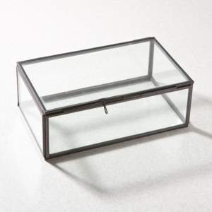 Caja de Almacenamiento de Vidrio con Marco de Metal Negro, Vitrina Rectangular para Organizadores de Joyas - Product Image 1