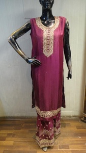 Salwar <span class=keywords><strong>Kameez</strong></span> Thiết Kế/Phụ Nữ Giản Dị Đảng Wear Straight Cut Semi-khâu Phù Hợp Với - Product Image 5