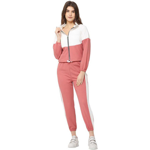 Logo personnalisé Survêtement Crop Tops Sweat-shirt et survêtement de jogging Ensemble de survêtements 2 pièces Survêtements 100% coton pour femmes - Product Image 5