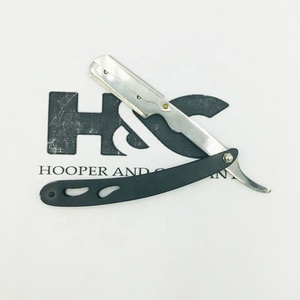 Navaja de afeitar para hombre, herramientas de barbería, cuchillas y accesorios, navaja de afeitar plegable negra antigua, navaja de afeitar recta de acero inoxidable con logo. - Product Image 4