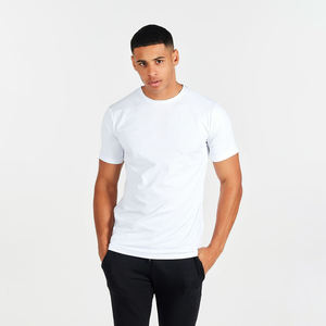 Camiseta de algodón peinado para hombre, ropa masculina de alta calidad con Logo personalizado, Color liso en blanco, 100%, venta al por mayor - Product Image 1