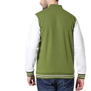 Blouson bomber de baseball pour hommes, logo imprimé personnalisé, en polyester uni, noir, vente en gros - Product Image 2