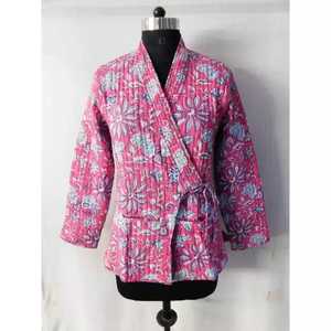 Veste réversible matelassée en coton pour femmes, imprimée à la main, avec 2 poches, pour l'automne, l'hiver et le printemps, veste matelassée faite à la main - Product Image 6