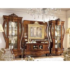 Meuble TV en teck de style européen, moderne, durable, sculpté, pour salon - Product Image 1