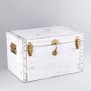 Handmade decorative White Golden Rustic vintage Storage trunk box Home Decor