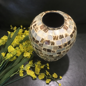 Seashell inlay <b>vase</b>, modern <b>vase</b> from Vietnam, original <b>vase</b> now on sale - Product Image 2