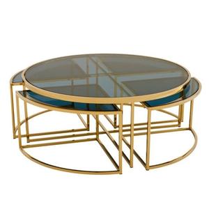 Table de centre de meubles de luxe de chambre de restaurant et d'hôtel avec dessus en verre noir Derniers meubles décoratifs artisanaux en métal - Product Image 3