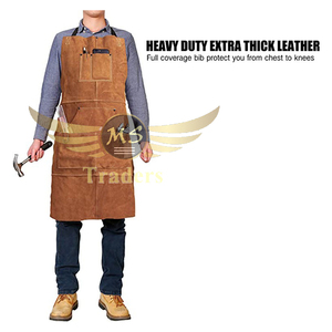 New Arrival High Quality Custom Heat Flame Resistant Heavy Duty Welding Leather Work Shop Tool Apron Ladies Men's Aprons - Product Image 3
