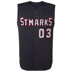 Uniforme de baseball personnalisé pour adultes, léger, respirant, grande taille, à 2 boutons, rayures, haute qualité, sans manches, sublimation - Product Image 2