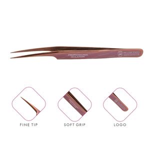 Xyj — pince à épiler pour Extension de cils, en or Rose, droit, pour Volume et Isolation, pince à cils, étiquette privée - Product Image 1