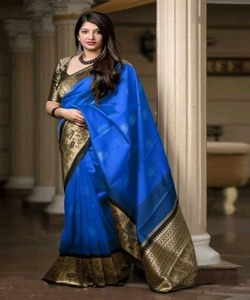 Banarasi Seda Jacquard Saree Blusa Señoras Uso diario Fiesta Festival Desgaste Algodón suave Seda Sari Venta al por mayor Precio bajo Indio - Product Image 3