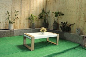 Mesa de Centro Rectangular de Cemento, Terrazo y Concreto Blanco, Estilo Nórdico Moderno Italiano para Sala de Estar - Product Image 2