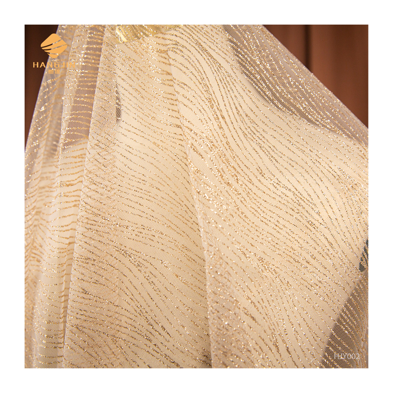 High Quality African Glitter Lace Fabric Golden Net glossy tulle lace fabric For dress Nigerian wedding decoration