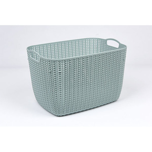 Portable plastic storage bins Plastic stackable storage bins Knitted pattern basket for use in larder kitchen laundry