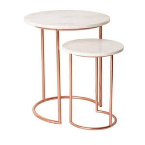 High Quality Metal Nesting End <b>Tables</b> with <b>Marble</b> <b>Top</b> for Living Room Furniture Metal Frame <b>Marble</b> <b>Top</b> Luxury Nesting <b>Table</b> - Product Image 4