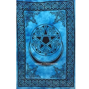 Celtic Star Tapestry Small Pantagram Sun Moon Altar Cloth Poster Wall Hanging Cotton Fabric