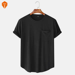 Men Cotton Plain Chest Pocket Home Casual Loose Short Sleeve T-<b>Shirt</b> - Product Image 4