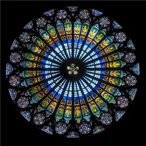 Obral Kubah Kaca Pola Warna Cetak Kubah Kaca Datar Tiffany Dekor Jendela Burung Gereja Kaca Berwarna