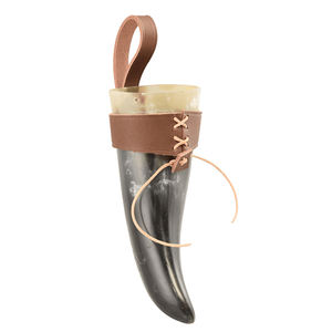 Corne à boire faite à la main avec étui en cuir et bord en métal buvant de la bière Viking véritable meilleure qualité sculptée par Axiom Home Agate - Product Image 5