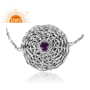 Pulsera de plata de ley 925 con gemas de amatista Natural, brazalete con piedras preciosas, estilo bohemio - Product Image 2