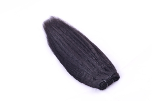 Perruques et extensions de cheveux Tyagi en cheveux humains Remy indiens véritables, cuticules alignées, texture Kinky Straight, double trame cousue à la machine, avec frontals 6x6 - Product Image 4