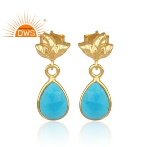925 argent Sterling naturel Turquoise pierres précieuses balancent boucle d'oreille bijoux pour femmes cadeau pour elle - Product Image 2