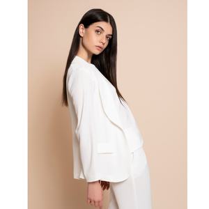 Chaqueta elegante de mujer para primavera/otoño, 100% hecha en Italia, de la marca SM Quality, corte regular, en tela fluida, con 1 botón, ideal para la oficina. - Product Image 3