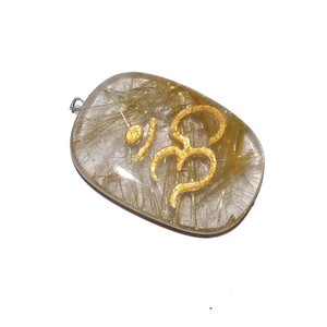 Acheter En Ligne D'or Rutile Om Ovale Pendentifs: D'or Rutile Om Ovale Pendentifs Pour Vente - Product Image 1