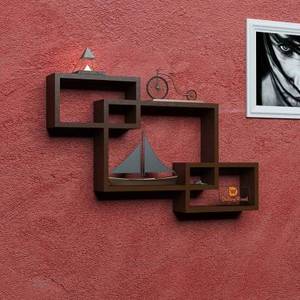 Estantes flotantes de intersección para decoración de pared, estante de pared de MDF, número de 3 estantes marrones - Product Image 6