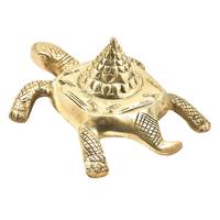 Sculpture de tortue pyramidal en laiton doré faite à la main, motif Shri Yantra, style moderne et vintage, pièce décorative de mariage, cadeau
