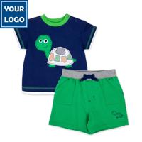 Ensemble de vêtements pour bébés garçons approuvés pour les tout-petits, shorts en coton biologique personnalisés OEM, vêtements d'été