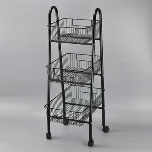 <b>3</b>-<b>Tier</b> Metal Mesh Wire Storage Basket <b>Trolley</b> Cart with Panel Design Multi-Function - Product Image 6