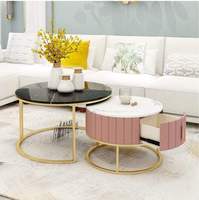 Karois — Table basse en fer forgé, design nordique, luxueuse, forme circulaire, design moderne, meuble de salon, idéal pour un salon