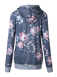 Sweat-shirt à capuche zippé à manches longues pour femme, motif floral, grande taille, vêtement d'extérieur d'hiver, polaire imperméable, cordon de serrage, vêtements OEM - Product Image 2