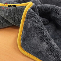 Serviette de séchage coréenne en microfibre double face de qualité supérieure 1000 g/m² en tissu peluche et torsadé avec colle, deux faces différentes pour le lavage de voiture