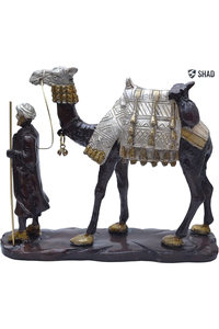 Estatuilla decorativa artesanal de latón Arabia Habibi Merchant Showpiece para decoración de hogar y oficina - Product Image 3