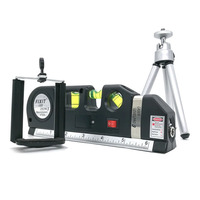 Niveau laser professionnel 3-en-1 avec mini trépied portable et règle de mesure à lignes croisées de 2,4 m pour nivellement